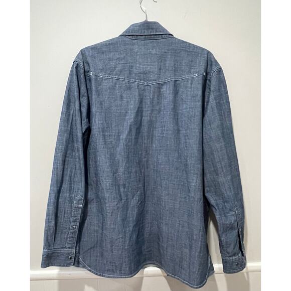 5.11 Tactical Shirts Men's Denim Blue Cotton Chambray Snap Button Down Large - Picture 6 of 6